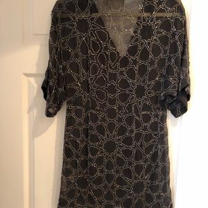 Beaded dress black, short sleeve